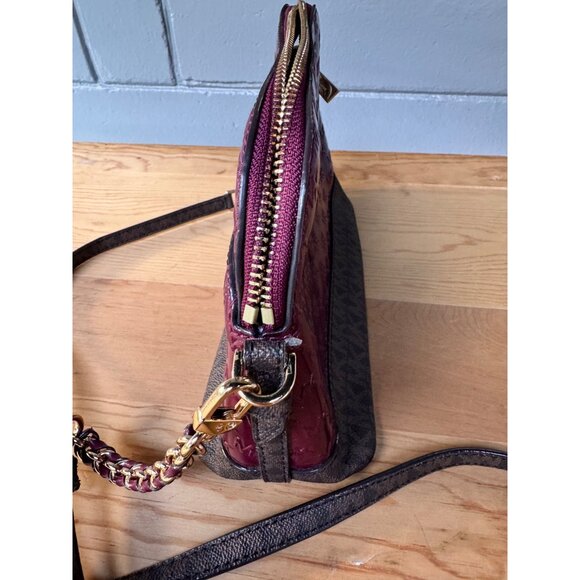 Michael Kors Crossbody Bag Patent Leather Burgundy - Picture 3 of 8